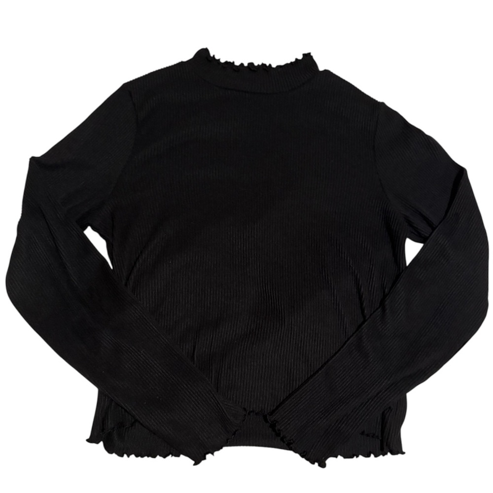 American Eagle Black Ribbed Mock Neck Longsleeve